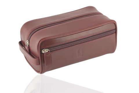 Leather Wash bag in Oxford