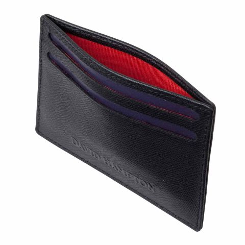 Black Saffiano leather slim card holder top