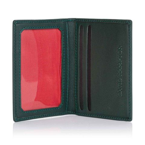  Green Label luxury leather travel card holder open