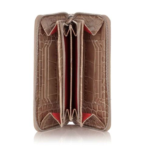 Leather accordion wallet Serengeti croc