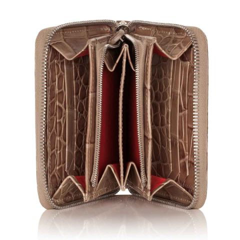 Serengeti croc leather zipped purse open