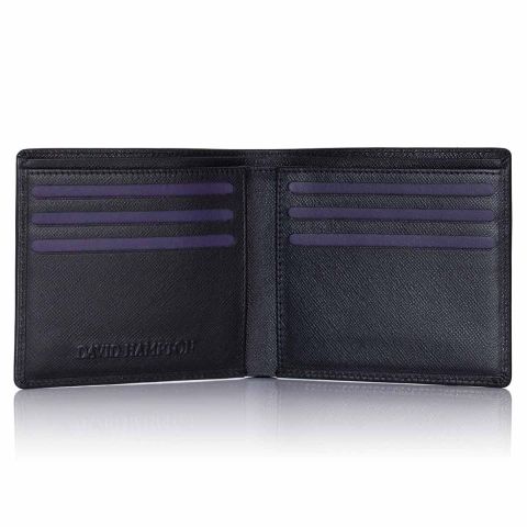 Black Saffiano leather billfold wallet open