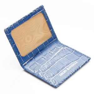 Blue Nile croco leather travel card holder open