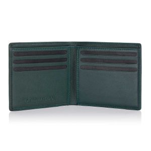 Green Label luxury leather billfold wallet open