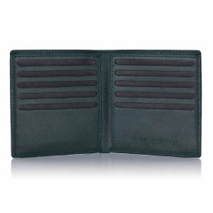 Green Label luxury leather credit card wallet open