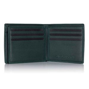 Green Label luxury leather trifold wallet open 2